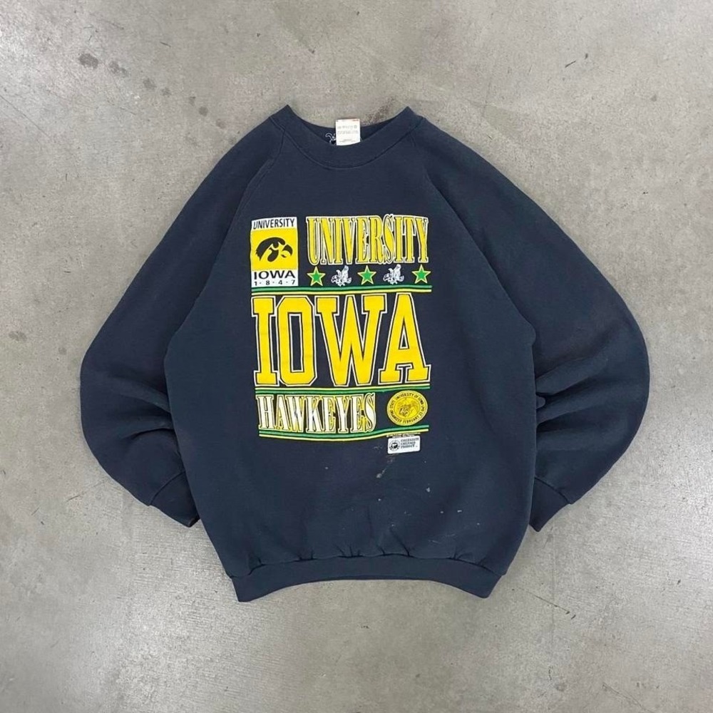 Vintage 90s University of Iowa Hawkeyes Fruit of the Loom College Sweatshirt XL
